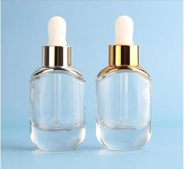 Fashion glass dropper bottle 30ml clear essential oil cosmetic container packaging 1oz, serum glass-bottle droppers SN3267