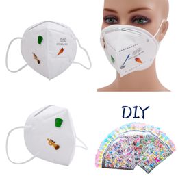 2021 Pop-Stil leere weiße Masken können DIY-Aufkleber 5-Schicht KN95-Gesichtsmaske mit Metallnasenbrücke
