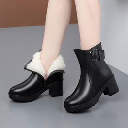 Boots Spring Autumn Lacing Knee High Women Fashion White Square Heel Woman Leather Shoes Winter PU Large Size