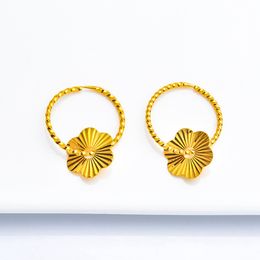 Traditional Hoop Earrings for Women Girl 18k Yellow Gold Filled Classic Wedding Jewellery Gift