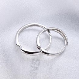 Cluster Rings 925 Sterling Silver Heart Love Ring Resizable Lovers' Couple Boyfrid Girlfriend Gift
