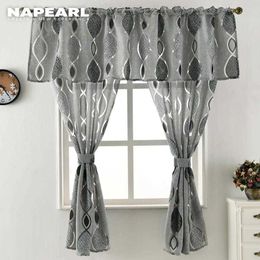 NAPEARL Jacquard Short Curtain Valance Kitchen Home Living Room Door Balcony Window Treatment Modern Geometrics 210712