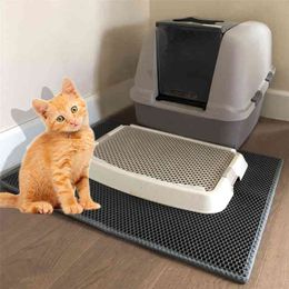 Cat Litter Mat EVA Double Layer Pet Cat Litter Trapper Mats Waterproof Non-slip Pet Katten Cat Litter Trapping Mat Cushion 210722