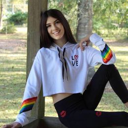 rainbow crop top sweatshirt long sleeve