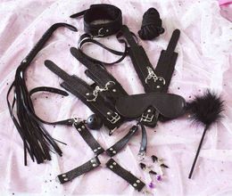 NXY SM bondage sm Leer Speeltjes Voor Volwassen Game Erotische Bdsm Sex Kits Bondage Handboeien Spel Zweep Gag Sm Speelgoed Tepel klemmen 1126