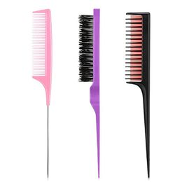 3pcs/set Hair Styling brushes Set, Includes Hairs comb Fluffy,Rat Tail Triple Teasing Combs for Women