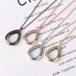Watter Drop Floating Locket Necklace Pendant Women Magnetic Living Memory Glass Openable Charm Locket Necklaces DIY Jewellery