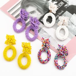 Bohemian Czech Beads Drop Dangle Earrings Handmade Charm Statement Big Resin Beads Drop Ear Rings Jewelry For Women Gift