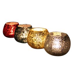 Handmade Mosaic Glass Tealight Holder Round Ice Texture Candle Bowl Crafts Red Blue Golden Siver Wedding Party Favours