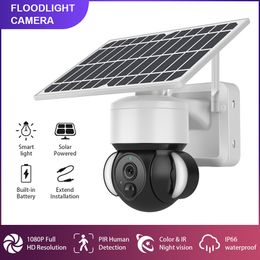 Solar Wireless Wifi Camera Surveillance Low Consumption Video Two Way Audio Waterproof IP66 Floodlight IP Cameras