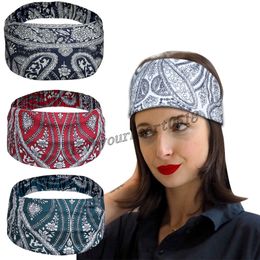 Fashion Headbands For Women Multifunction Yoga Sweat-absorbing Sports Headband Wide-brimmed Printed Cashew Amoeba Headband