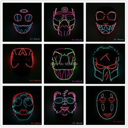 Costume Accessories 9 Style Halloween Glowing Party Light up devil Mask Masquerade Cosplay EL Mask For Costume-Props