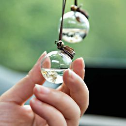 Car Hanging Perfume Pendant Bottle Air Freshener With Flower Auto Essential Oils Diffuser Automobiles Ornaments