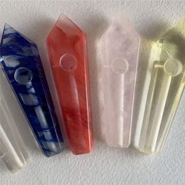 Mini Crystal Pipes Smoking CigarettePipes Natural Stone Smoke Pipe Tobacco Healing Point Obelisk Wand CigarsPipe For Sale