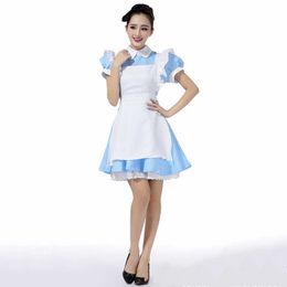 Halloween Maid Costumes Womens Adult Alice in Wonderland Costume Suit Maids Lolita Fancy Dress Cosplay Costume for Women Girl Y0827