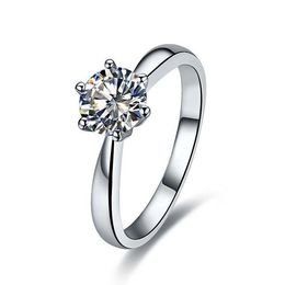 -Cluster-Ringe 0.6 Solid 14k Gold Südkorea Stil Solitaire Simulation Diamant Ehering Ring für Frauen Semi-Edelstein Mädchen