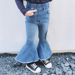Jeans Spring Autumn Kids Girls Fashion Children Flare Pants Denim Trousers High Waist Bell-Bottom Ruffle