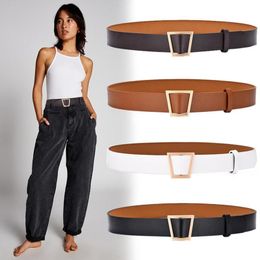 Belts Fashion Design Women Belt Trapezoid Metal Ring Buckle Wide Waist Pu For Dress Jeans Female Waistband