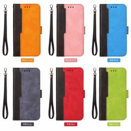 Hybrid Colour Wallet Leather Cases For Iphone 15 14 13 12 Pro Max 11 XR XS 8 7 6 SE2 Fashion Contrast Credit ID Card Slot Holder Stand Cover Magnetic Purse Strap Lanyard