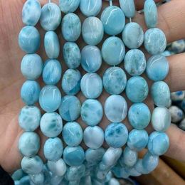 Natural Larimar Stone 15'' Blue Oval DIY Loose For Jewellery Making Women Men Beads Bracelet Necklace Earring Gift