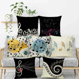 The Piano Notes Theme Pillow Case 17 Styles Digital Printed Pillowcase Music Note Jazzy Decoration Pillows Liene Cushion Cover