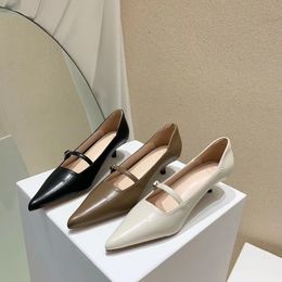 Fashion Women Pumps Pointed Toe Shallow Slip On Mules Shoes Thin Mid Heels Office Pumps Brown Shoes Elegant Woman Size 35-39 210513