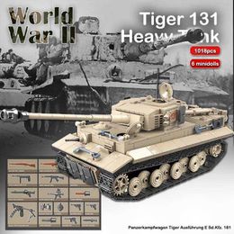 1018pcs TIGER 131 Military Tank Building Blocks WW2 Heavy Tanks Bricks Set Weapons Soldiers Models Kids DIY Toys Children Gifts Q0624