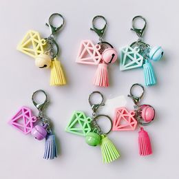 10Pieces/Lot 6 Colours Rhinestone Tassel Bell Keychain Cute Lovely Car Key ring Girls Women Bag Accessories Charm Wallet Key Chains New