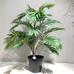 Decorative Flowers & Wreaths 76 CM 21 Leaf Potted Plant Artificial Lifelike Green Plants Rare Palm Branches Tropical Fake Theme Tree Silk Pl