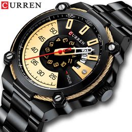 Luxury Design Watch for Men Curren Quartz Military Watch Business Stainless Steel Date Wristwatches Male Clock Reloj Hombres Q0524