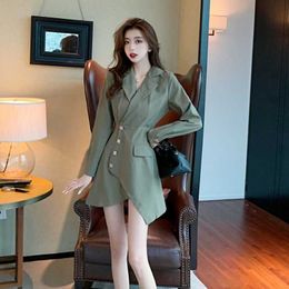 Elegant Long Sleeve Blazer Dres Winter Office Lady Sexy Mini Spring Casual Party Ladies Korean 210604