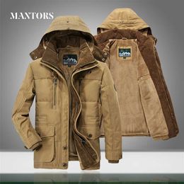 Men Warm Thick Parkas Jacket Winter Casual Waterproof Velvet Coat Male Outwear Windproof Hooded Parkas Overcoat Zipper 211110