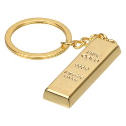 Fashion Car Keyring Creative Gold Bar Keychain Handbag Wallet Pendant Metal Key Holder Bullion Key Rings Auto Accessories