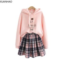 skirt moletom com capuz set