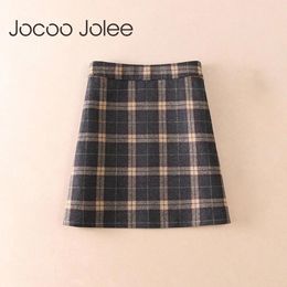 Women Vintage Woollen Skirt Winter Spring Korean Harajuku Chic a Line High Waist Casual Bodcon Wrap Pencil 210428