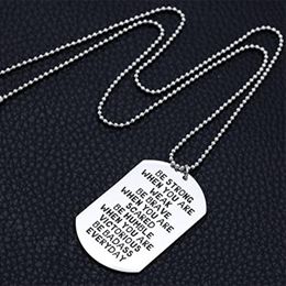 Chains Stainless Steel Necklace Inspiring Dog Tag Strong Badass Encourage For Women Men Military Gifts Boys And Girls Birthday Widding