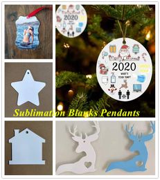 Blanks Sublimation Pendant Christmas Ornaments Hot Transfer Printing Metal Ornament Christmas Tree Decor with Red Hanging Rope for Holiday DIY