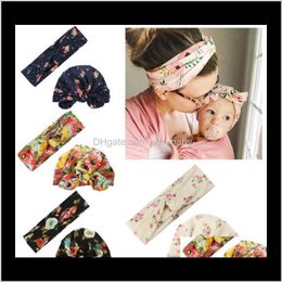 Parent-Child Mother Printed Twisted Cross Headbands Hairband And Baby Printed Rabbit Ear Hat Born Bow Turban Cap E4Dnt Kz6Uq