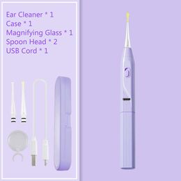 Ganchos Rails Ear Cleaning Tool Sicker com Light Cleaner Cera Remoção Bebê Crianças USB Recarregável Spiral Removedor