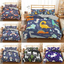 ZEIMON Cartoon Luxury Bedding Sets For Children Single Size Gilr Boys Duvet Cover Kids Baby Child Bedclothes Dinosaur Panda 210615