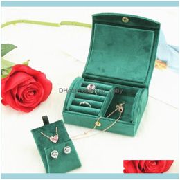 Jewellery Packaging & Display Jewelryjewelry Pouches Bags Hoseng Green Colour Luxury Veet Storage Box Women Travel Earring Ring Case Birthday