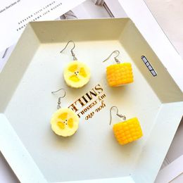 Sweet Emulational Banana Corn Segments Dangle Earrings Creative Student Girls Jewelry Food Eardrop Accessories Gift