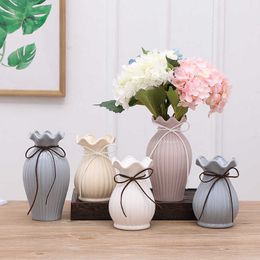 Modern Ceramic Vase White/Blue Porcelain Flower Vases Centrepieces For Weddings Crafts Dry Flowerpot Home Decoration Accessories 210623