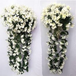 Decorative Flowers & Wreaths Violet Artificial Flower Decor Simulation Wedding Wall Hanging Basket Vine Orchid Silk Rattan Outdoor Decoratio