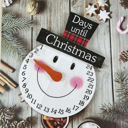 Wall Clocks Christmas Wooden Advent Calendar Countdown Santa Snowman Xmas Desktop Decorate Home Hanging Decor