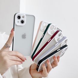 Luxury Transparent Matte Acrylic Hard Cases Candy Colour Bumper Camera Protection For iPhone 13 Pro Max 12 11 XR XS 8 7 Plus