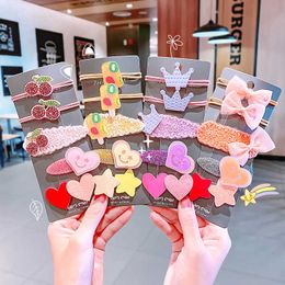 Children's hair rope hairpin set lace bowknot rubber band frosted edge clip banger cute hair headdress