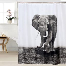 Shower Curtains Happy Tree Fabric Polyester Animal Elephant Thicken Curtain Waterproof Bathroom African Big Bath