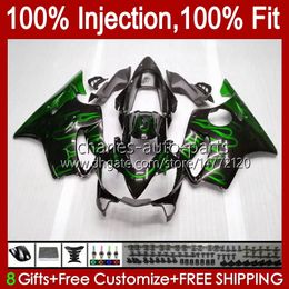 Injection Mould Fairings For HONDA CBR 600 FS CC 600F4i CBR600 F4i Green flames 01 02 03 Bodywork 46No.85 CBR600F4i F4 i 600CC 2001 2002 2003 CBR600FS 01-03 OEM Body Kit