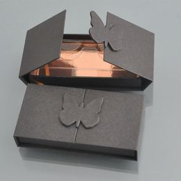 Großhandel wimpern verpackung box lagerkästen paket custome rechteck buch stil schwarz butterfly faux cils make-up case vendors false eyelashe